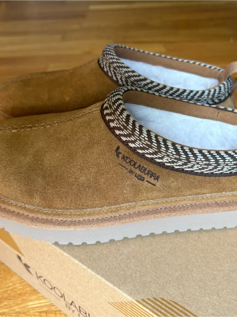 Koolaburra Kids Brown Suede Slip-On Clog with Shearling Lining